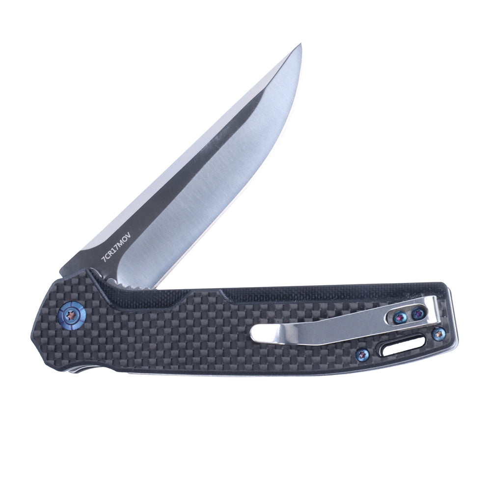 Masalong Quickly Open pocket Folding Knife Kni243 7cr17 Blade With carbon fiber G10 Handle For Outdoor Portable Home Practical