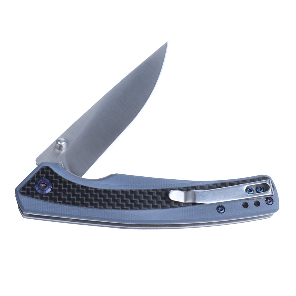 Cuchillo plegable Masalong Liner Lock Kni242 G10 con mango de fibra de carbono, cuchillo para exteriores apto para campamento, supervivencia en la naturaleza, estilo militar