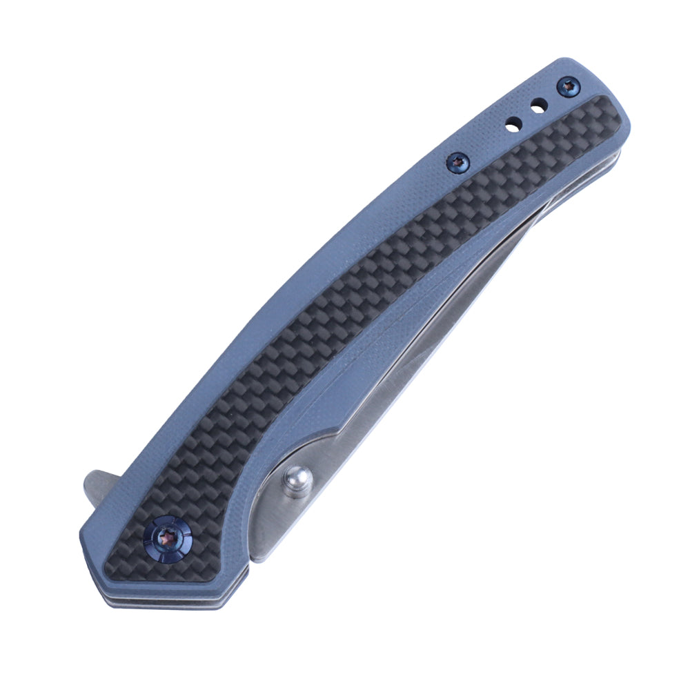 Cuchillo plegable Masalong Liner Lock Kni242 G10 con mango de fibra de carbono, cuchillo para exteriores apto para campamento, supervivencia en la naturaleza, estilo militar