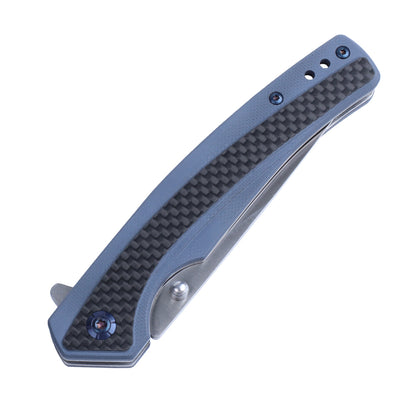 Cuchillo plegable Masalong Liner Lock Kni242 G10 con mango de fibra de carbono, cuchillo para exteriores apto para campamento, supervivencia en la naturaleza, estilo militar