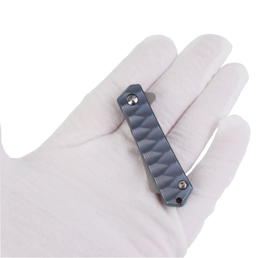 MASALONG Kni208 Small Mini Folding Pocket D2 Steel  blue Titanium TC4 Handle Knives