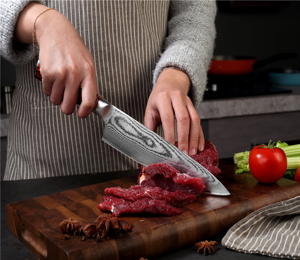 MASALONG Kitchen 7 VG10 Damascus Steel High Quality Utility Chef Knives  Sharp Cleaver Slicing Gift Knife