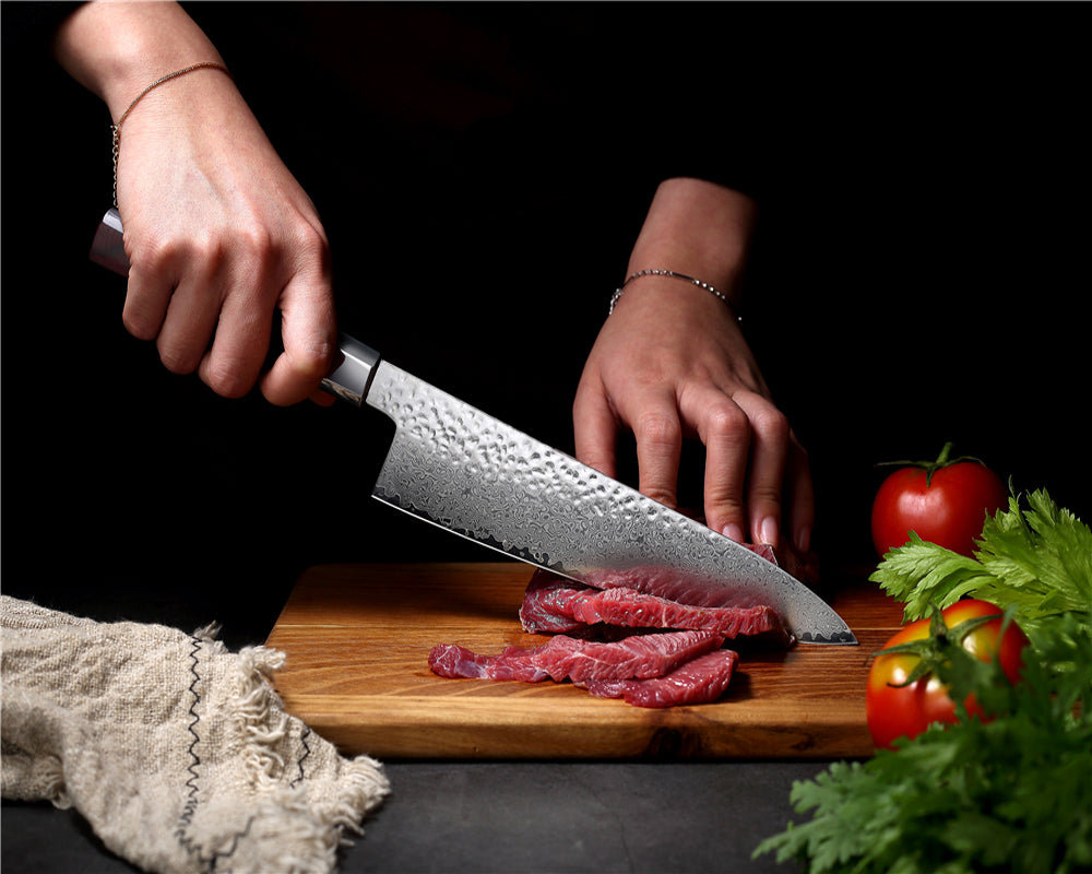 MASALONG Kitchen 1 Faca de chef de damasco a laser de alta qualidade, muito afiada, multifuncional, doméstica, boa ajudante, cutelo de vegetais 
