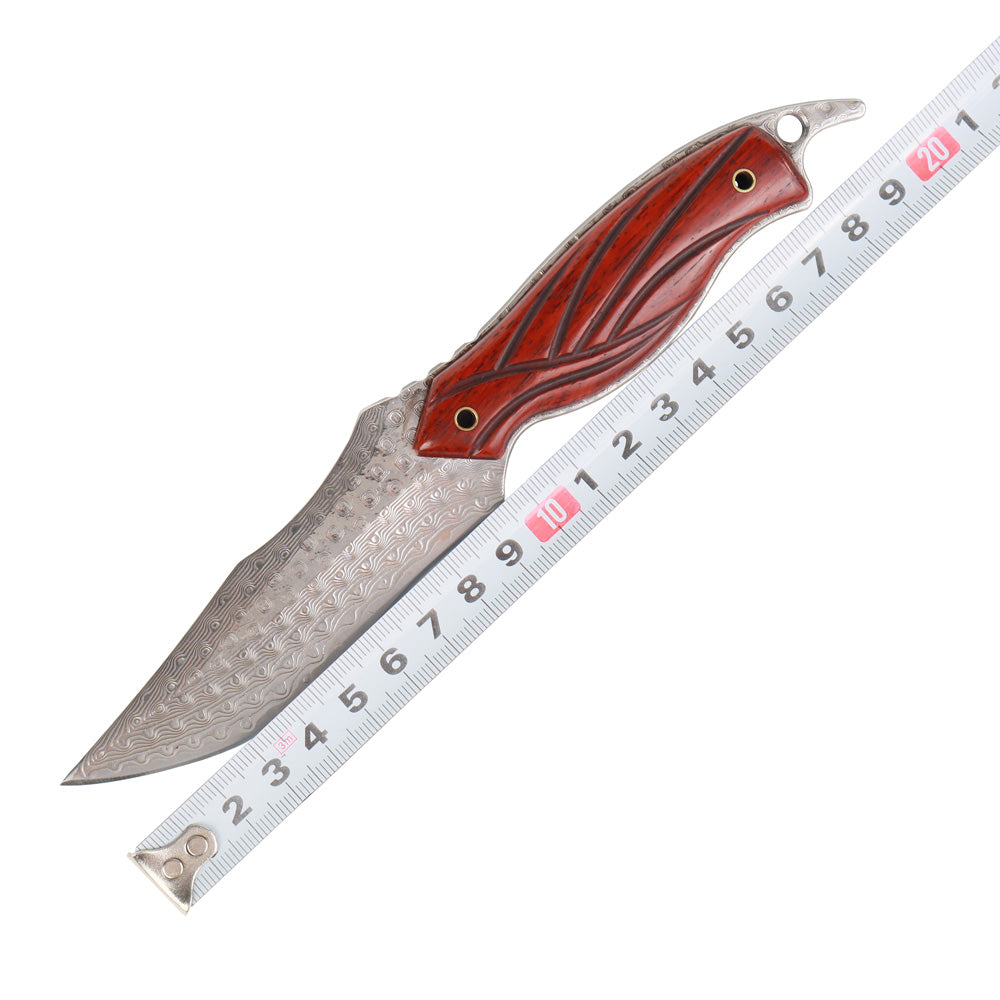 MASALONG Kni151 Parrot Vg10 Keel Integrated Damascus Steel Sharp Straight Pocket Knife (Limited Edition)