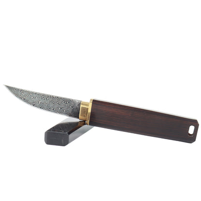MASALONG kni222 Cuchillo recto de hoja fija con tanto de Damasco, espada afilada samurái corta
