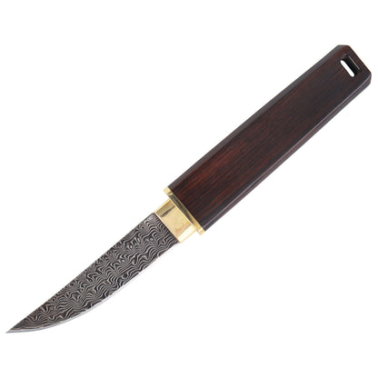 MASALONG kni222 Cuchillo recto de hoja fija con tanto de Damasco, espada afilada samurái corta