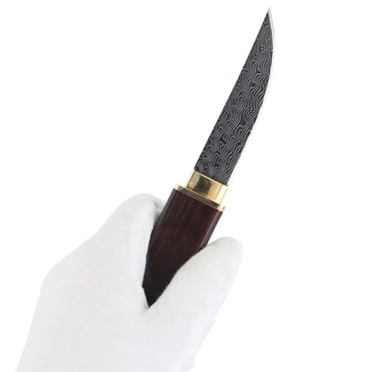 MASALONG kni222 Cuchillo recto de hoja fija con tanto de Damasco, espada afilada samurái corta