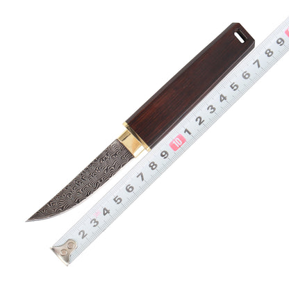 MASALONG kni222 Cuchillo recto de hoja fija con tanto de Damasco, espada afilada samurái corta