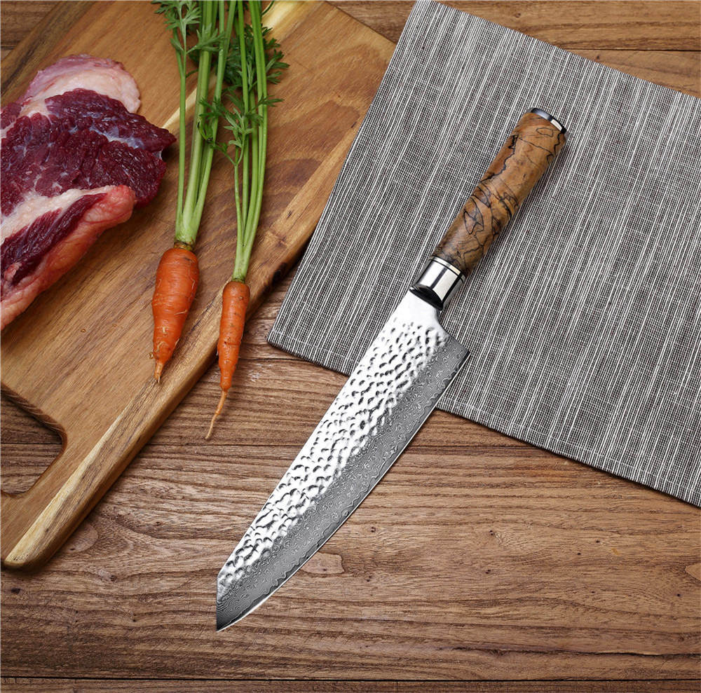 MASALONG Kitchen 2 Utility Cooking Tools High Quality Damascus Steel Sharp Meat Cleaver Slicing Chef Knives