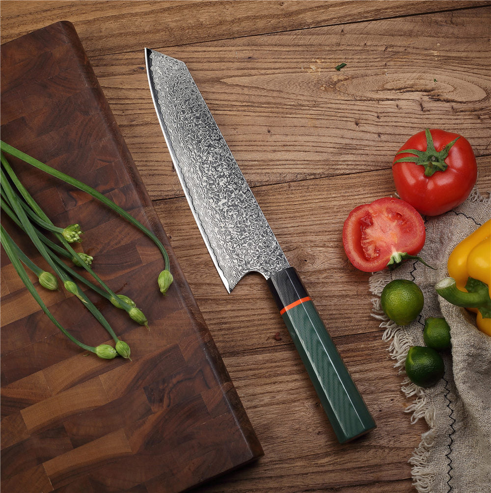 MASALONG Kitchen6 Faca afiada de chef japonesa 67 camadas de aço damasco, adequada para cortar carne, vegetais e outros alimentos, comprimento 33 cm (13 polegadas) 