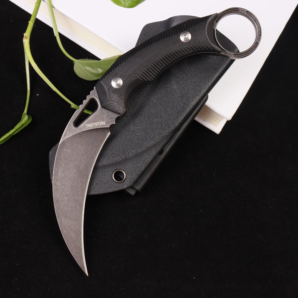 MASALONG kni219 Tactical Combat Karambit Survival Hunting Fixed Blade w/ SHEATH