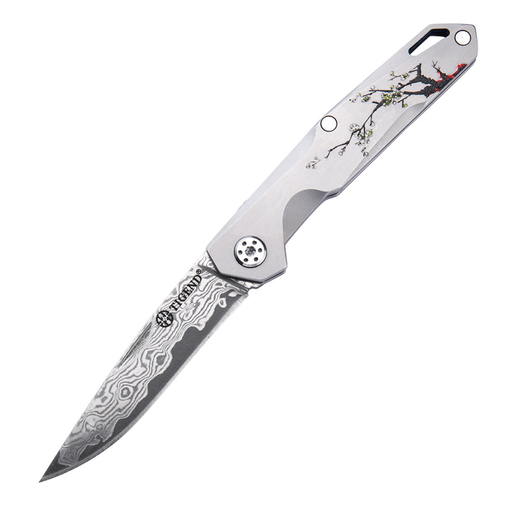 Navaja táctica de supervivencia MASALONG Kni142, para caza, acampada, hoja de acero de Damasco VG10, herramientas de rescate, cuchillos plegables portátiles 