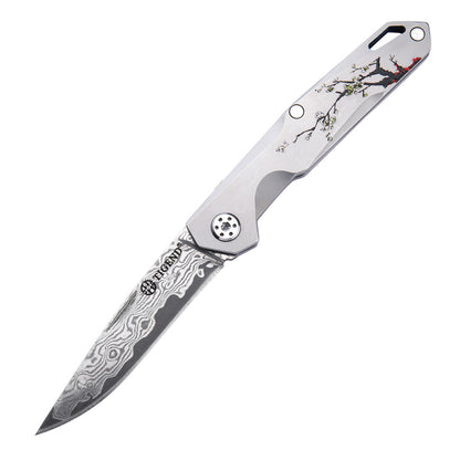 Navaja táctica de supervivencia MASALONG Kni142, para caza, acampada, hoja de acero de Damasco VG10, herramientas de rescate, cuchillos plegables portátiles 
