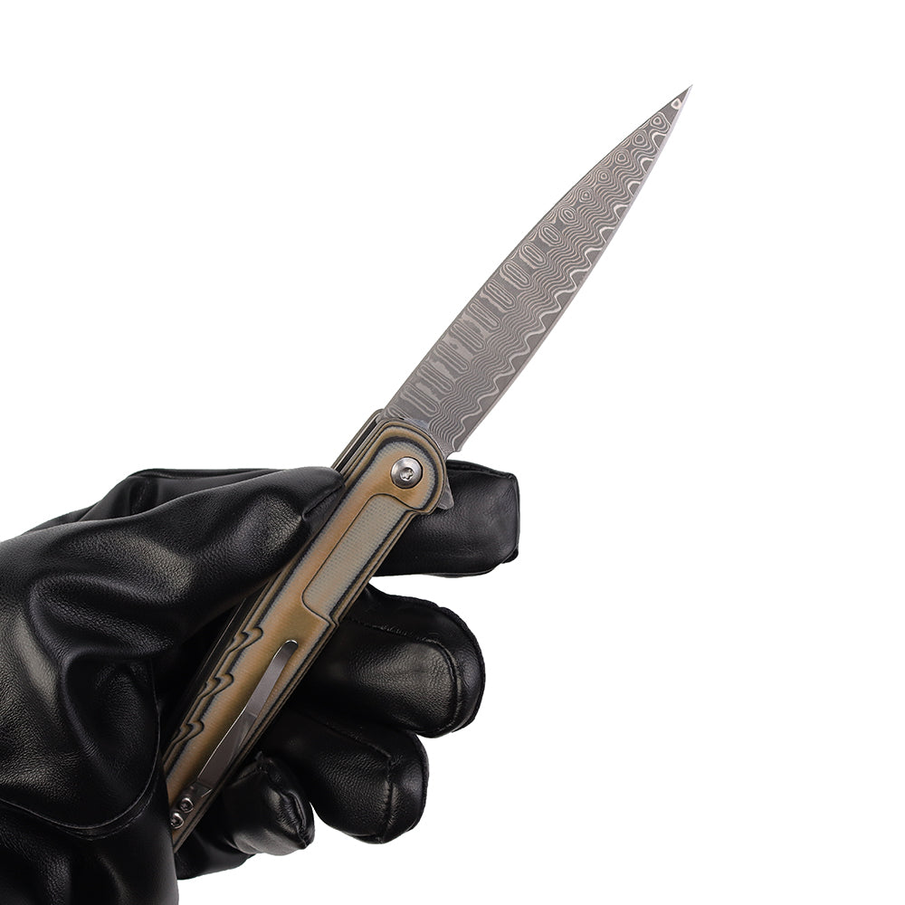 MASALONG VG10 Damascus Blade Deep Shark Outdoor Camping Survival Folding Knife kni199