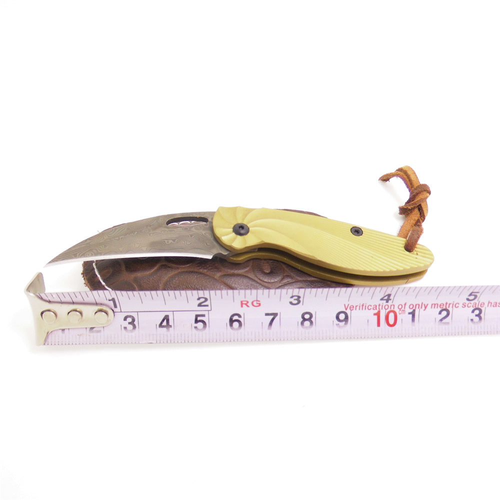MASALONG Kni84 Damascus Blade Mini Folding Titanium Handle Never Rusty Steel Knife