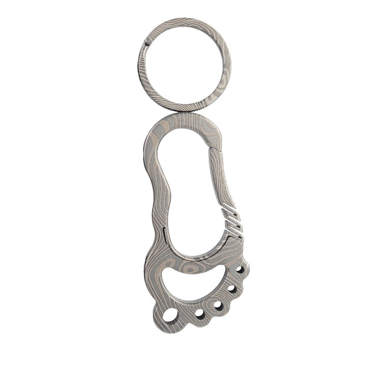 MASALONG MK01 Ultra-light titanium alloy footprint, sole Rings Quick Release Duty Key Chain Hook Titanium Keychain (zebra)