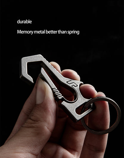 MASALONG MK02 real titanium alloy TC4, Carabiner Clip Retractable KeyChain Hooks Corkscrew for Men Women