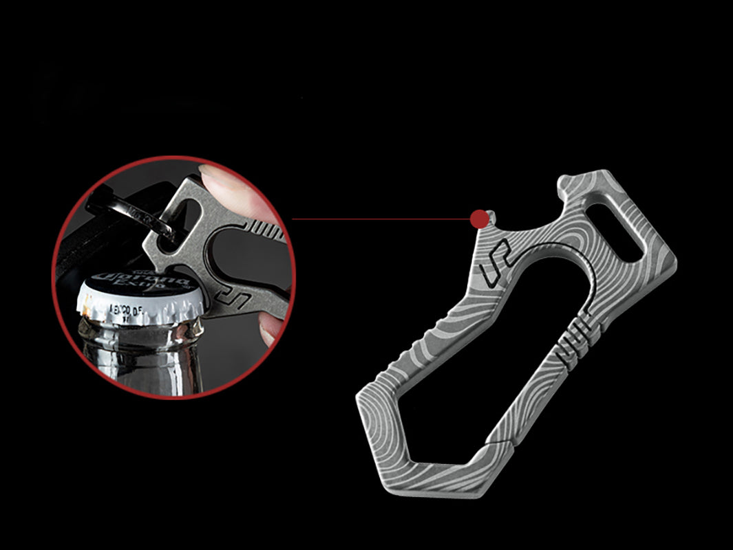 MASALONG MK02 real titanium alloy TC4, Carabiner Clip Retractable KeyChain Hooks Corkscrew for Men Women
