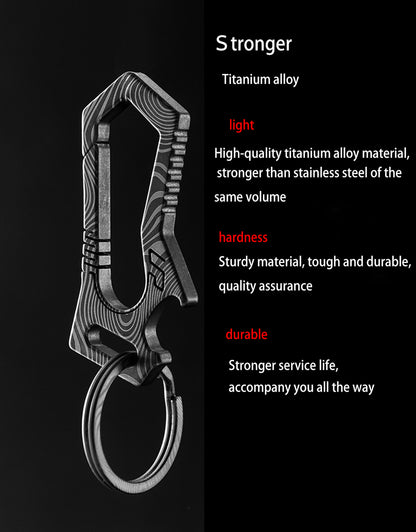 MASALONG MK02 real titanium alloy TC4, Carabiner Clip Retractable KeyChain Hooks Corkscrew for Men Women