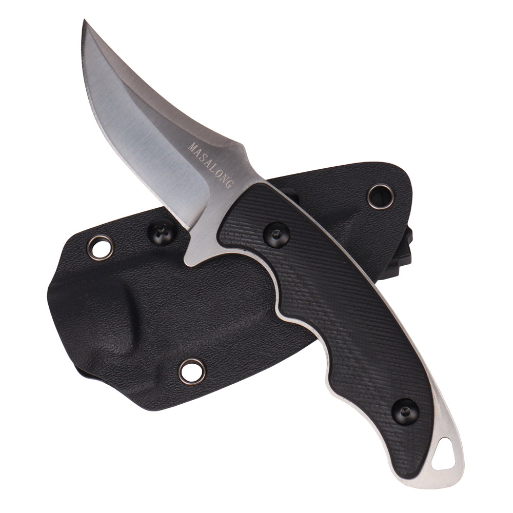 MASALONG  Fixed Blade Knife With Kydex Sheath for Self Defense Camping EDC Hunting 