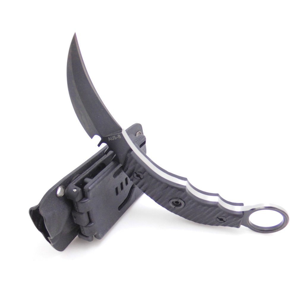Cuchillo táctico Karambit para caza y supervivencia al aire libre MASALONG Kni89, hoja fija con funda y dedo de oso