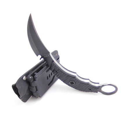 Cuchillo táctico Karambit para caza y supervivencia al aire libre MASALONG Kni89, hoja fija con funda y dedo de oso