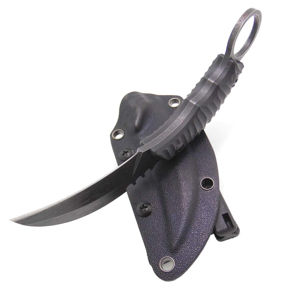 Cuchillo táctico Karambit para caza y supervivencia al aire libre MASALONG Kni89, hoja fija con funda y dedo de oso