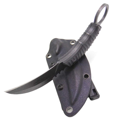 Cuchillo táctico Karambit para caza y supervivencia al aire libre MASALONG Kni89, hoja fija con funda y dedo de oso
