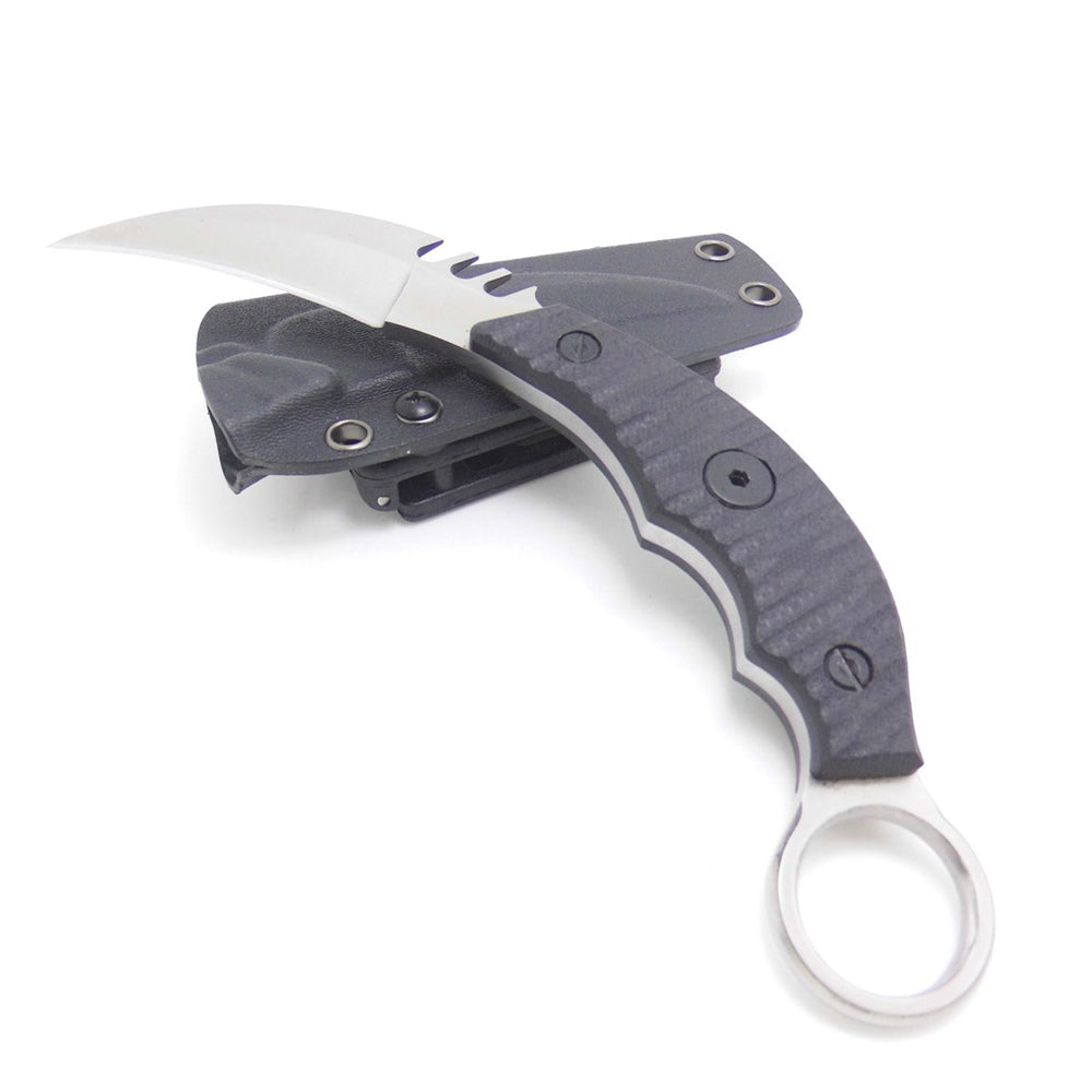 Cuchillo táctico Karambit para caza y supervivencia al aire libre MASALONG Kni89, hoja fija con funda y dedo de oso