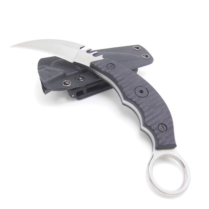 Cuchillo táctico Karambit para caza y supervivencia al aire libre MASALONG Kni89, hoja fija con funda y dedo de oso