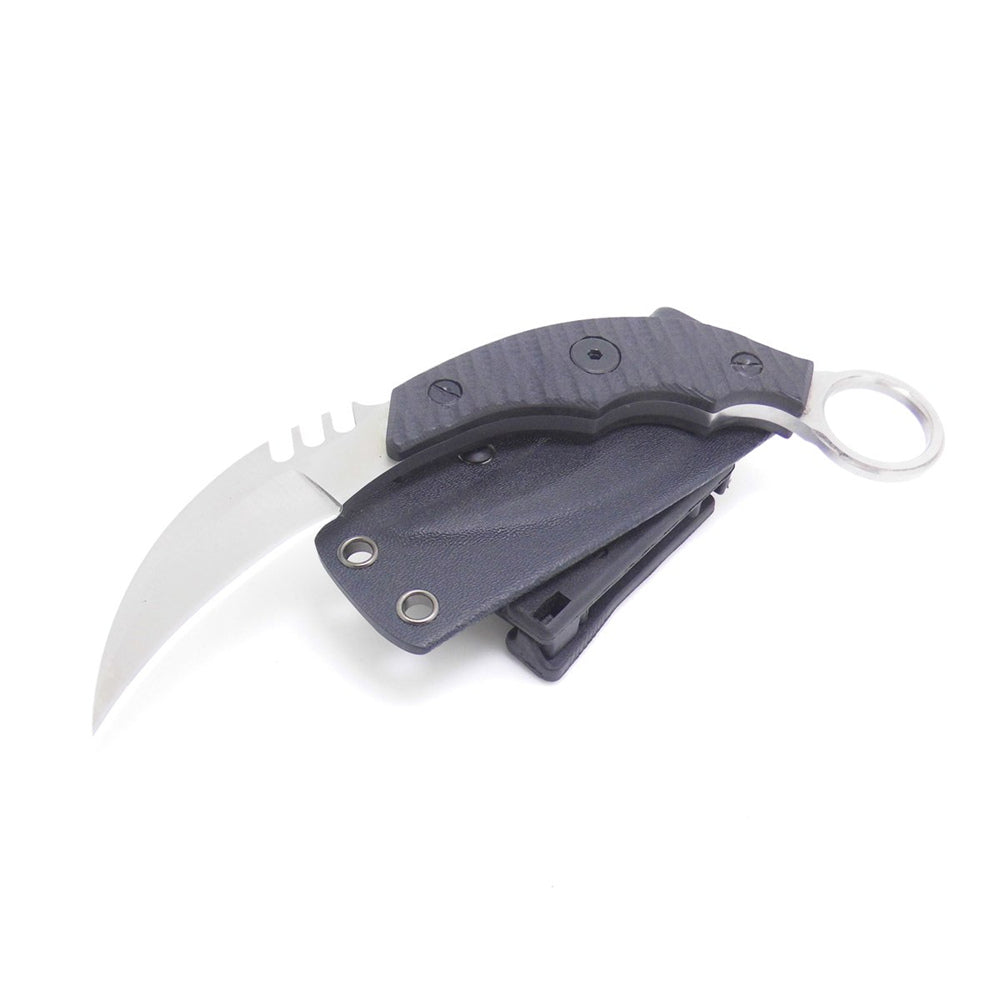Cuchillo táctico Karambit para caza y supervivencia al aire libre MASALONG Kni89, hoja fija con funda y dedo de oso