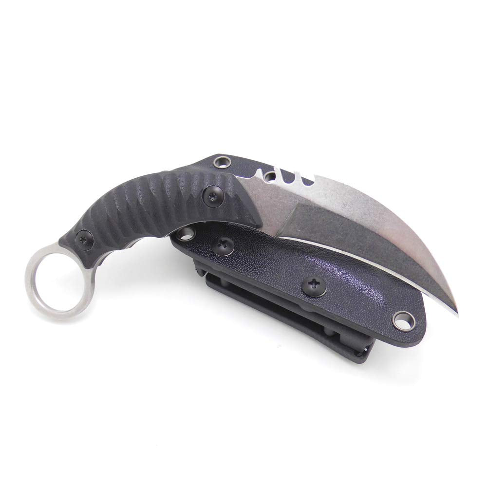 Cuchillo táctico Karambit para caza y supervivencia al aire libre MASALONG Kni89, hoja fija con funda y dedo de oso