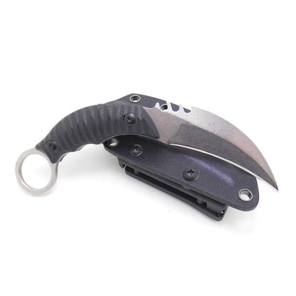 Cuchillo táctico Karambit para caza y supervivencia al aire libre MASALONG Kni89, hoja fija con funda y dedo de oso
