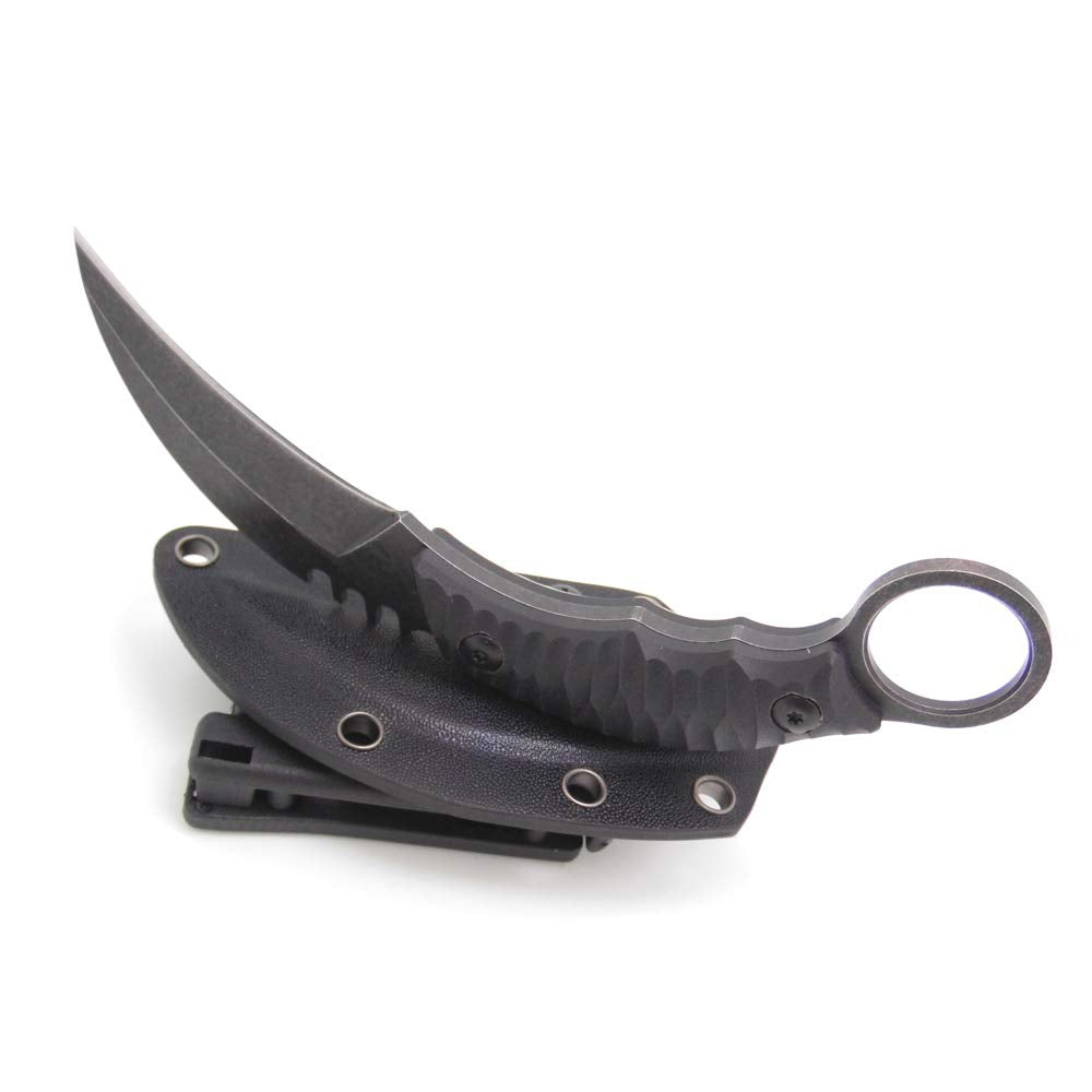 Cuchillo táctico Karambit para caza y supervivencia al aire libre MASALONG Kni89, hoja fija con funda y dedo de oso
