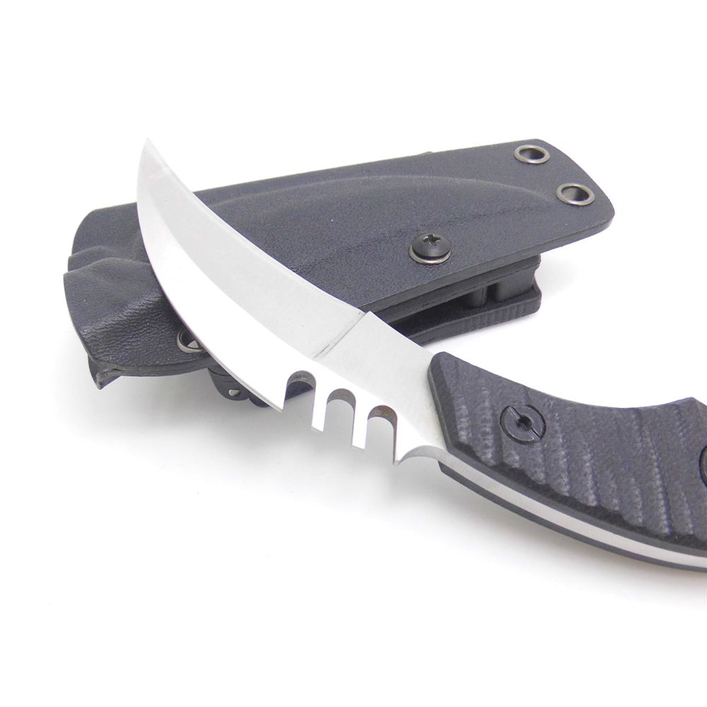 Cuchillo táctico Karambit para caza y supervivencia al aire libre MASALONG Kni89, hoja fija con funda y dedo de oso
