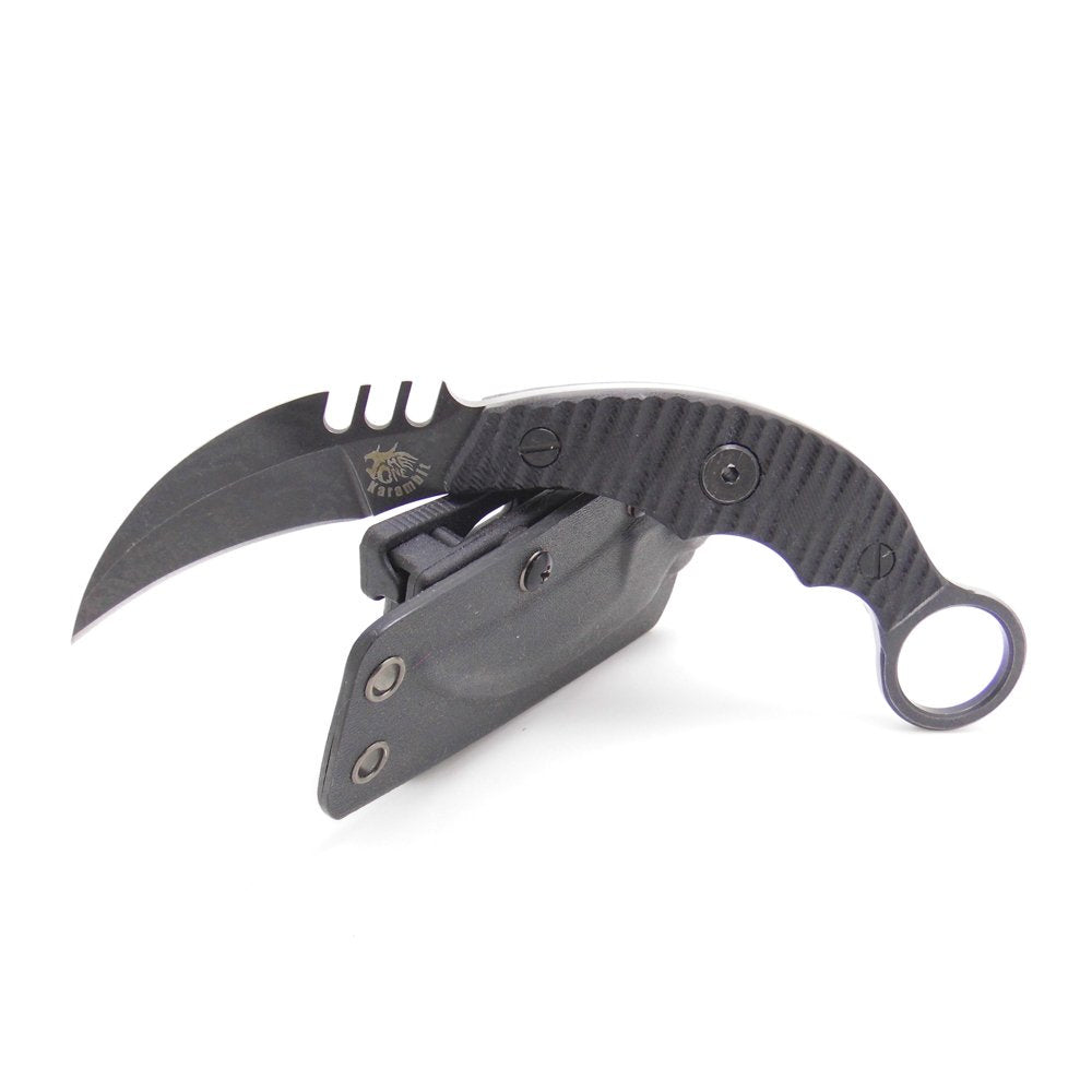 Cuchillo táctico Karambit para caza y supervivencia al aire libre MASALONG Kni89, hoja fija con funda y dedo de oso