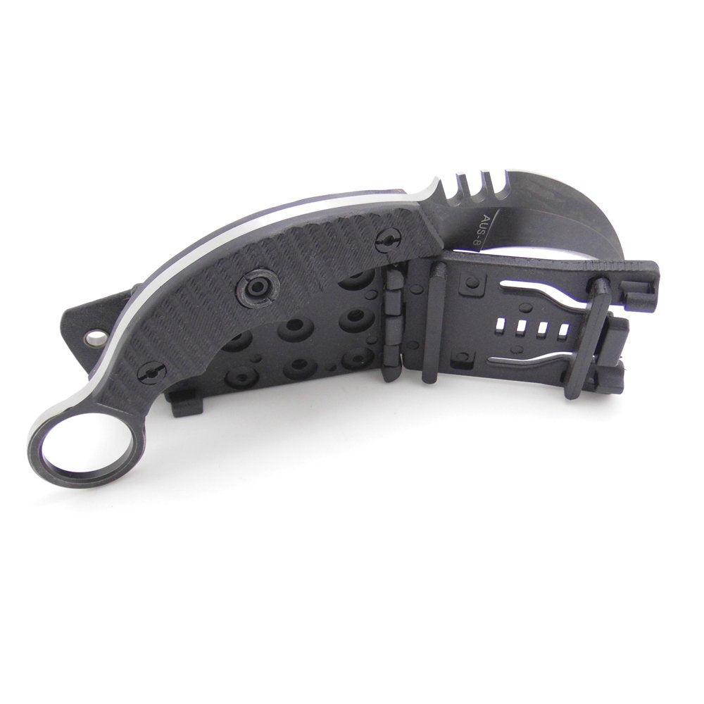 Cuchillo táctico Karambit para caza y supervivencia al aire libre MASALONG Kni89, hoja fija con funda y dedo de oso