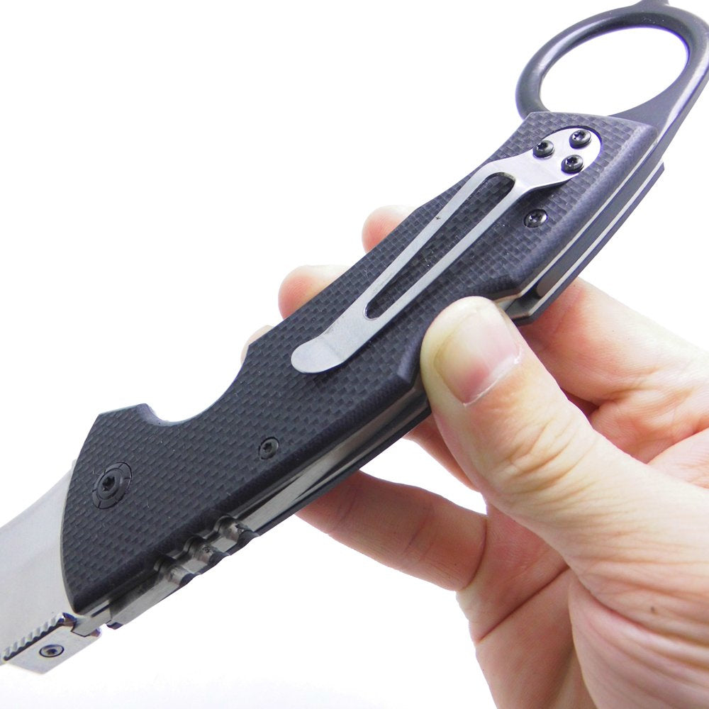MASALONG Claw Kni105 G10 Handle Metal Blade Tactical Hunting Survival Folding Knife