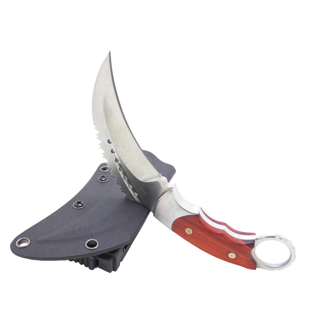 MASALONG Kni119 Moltres Herramientas tácticas de supervivencia al aire libre Cuchillos Karambit de hoja fija afilada de doble filo con funda