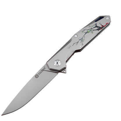 Navaja táctica de supervivencia MASALONG Kni142, para caza, acampada, hoja de acero de Damasco VG10, herramientas de rescate, cuchillos plegables portátiles 