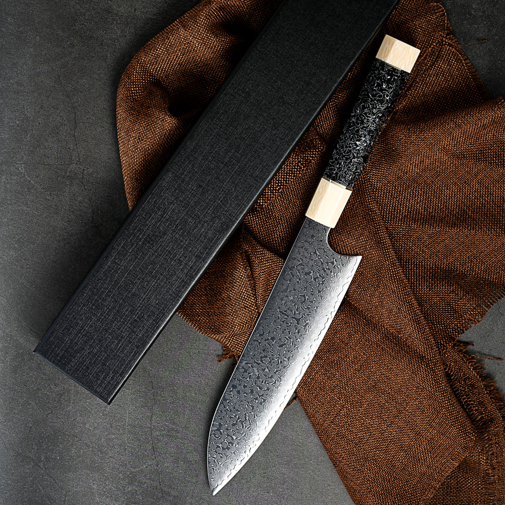 MASALONG kitchen12 Black Puffer Faca de chef VG10 Damasco facas de chef profissional master