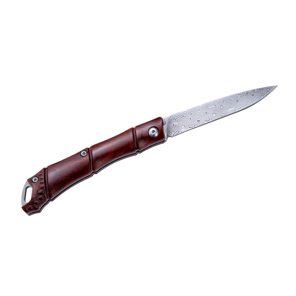MASALONG kni143 Tactical Survival Pocket Folding Knife Of Damscus Blade Bamboo