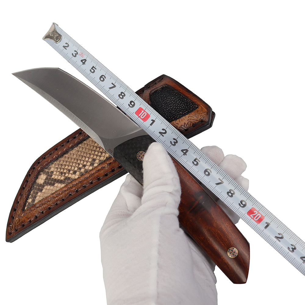 MASALONG kni201 fixed straight knife D2 keel strength steel, desert ironwood handle, Vegetable tanned leather