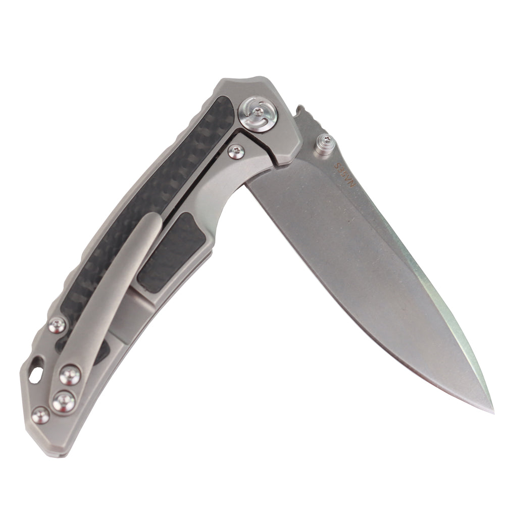 MASALONG kni213 high-end folding knife S35VN steel blade outdoor Titanium alloy + carbon fiber patch knife