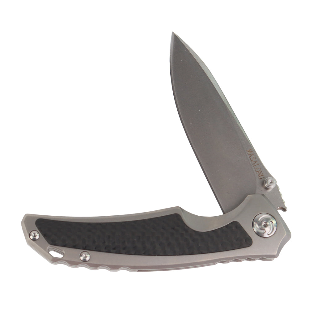 MASALONG kni213 high-end folding knife S35VN steel blade outdoor Titanium alloy + carbon fiber patch knife