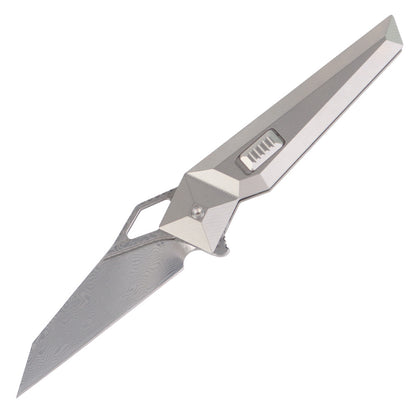 MASALONG kni218 nuevo cuchillo plegable de bolsillo táctico con hoja de damasco y mango de titanio