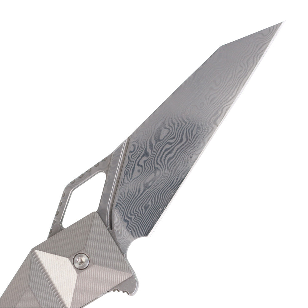 MASALONG kni218 nuevo cuchillo plegable de bolsillo táctico con hoja de damasco y mango de titanio