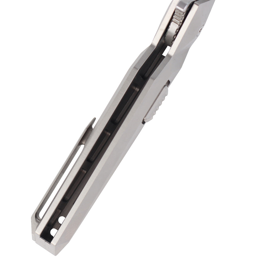 MASALONG kni218 new lock,Damascus blade Tactical Pocket Folding knife titanium handle