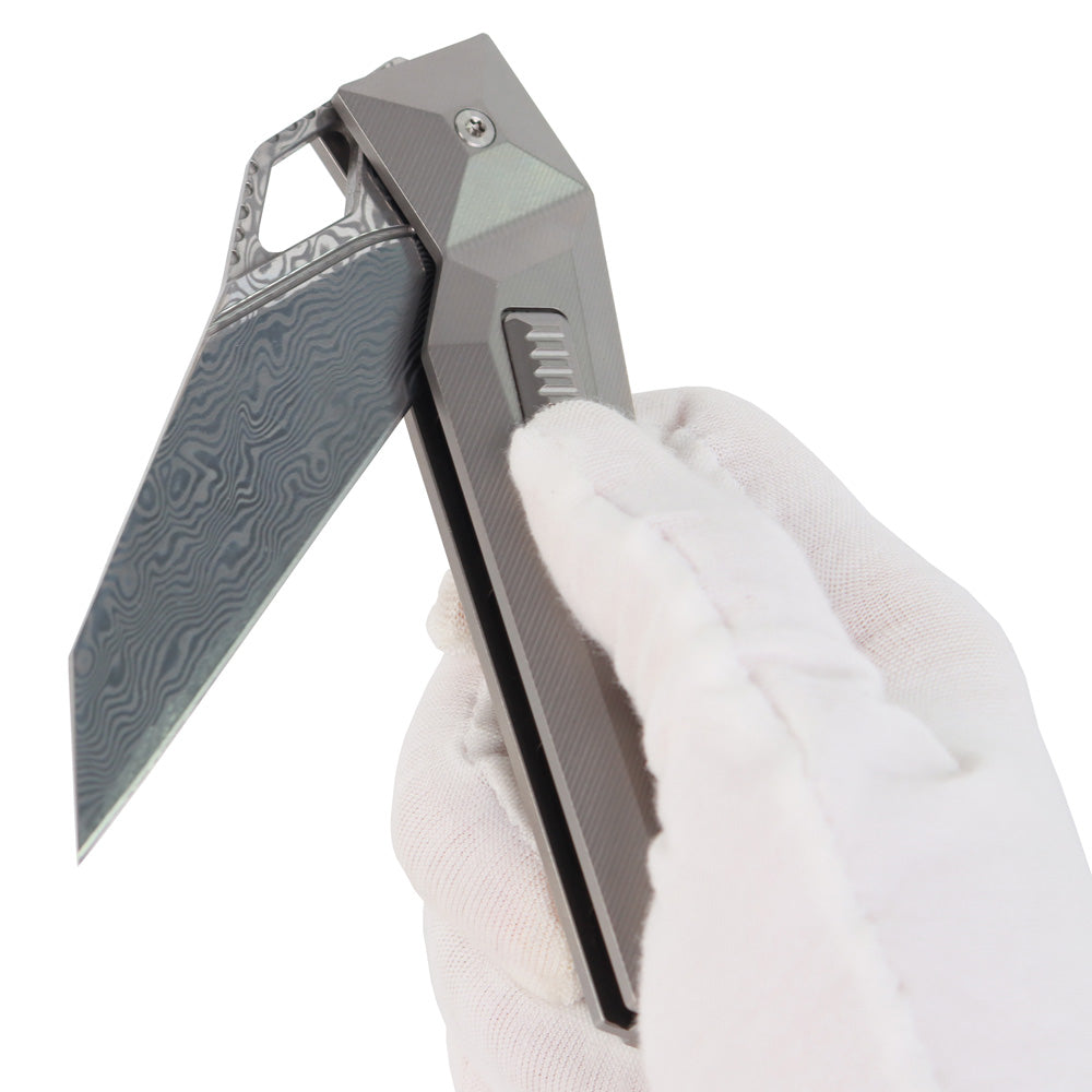 MASALONG kni218 nuevo cuchillo plegable de bolsillo táctico con hoja de damasco y mango de titanio