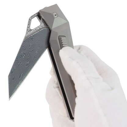 MASALONG kni218 nuevo cuchillo plegable de bolsillo táctico con hoja de damasco y mango de titanio